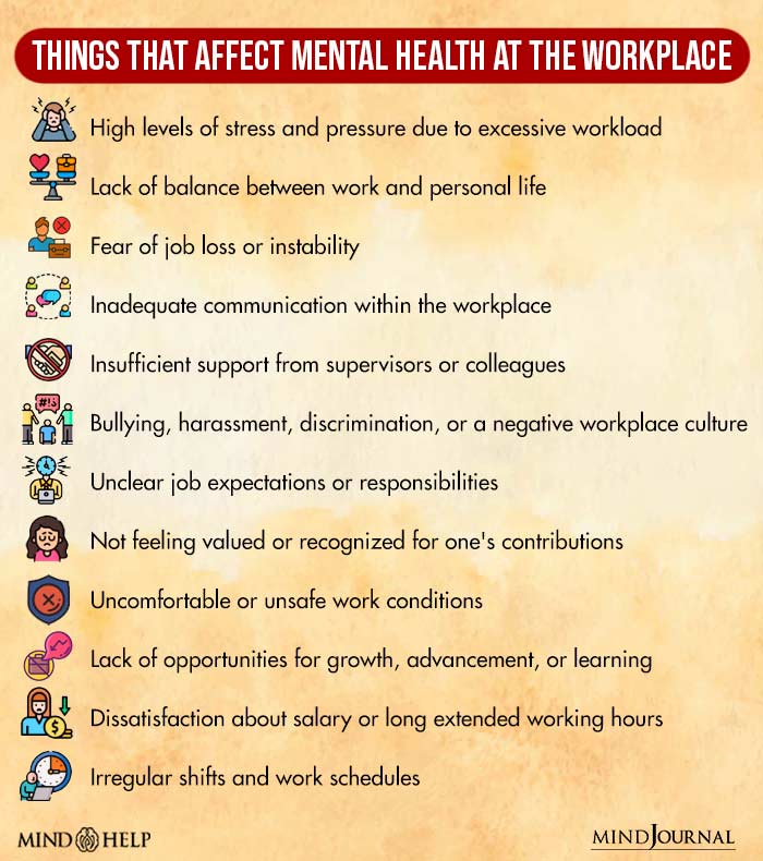 Things that affect mental health at the workplace