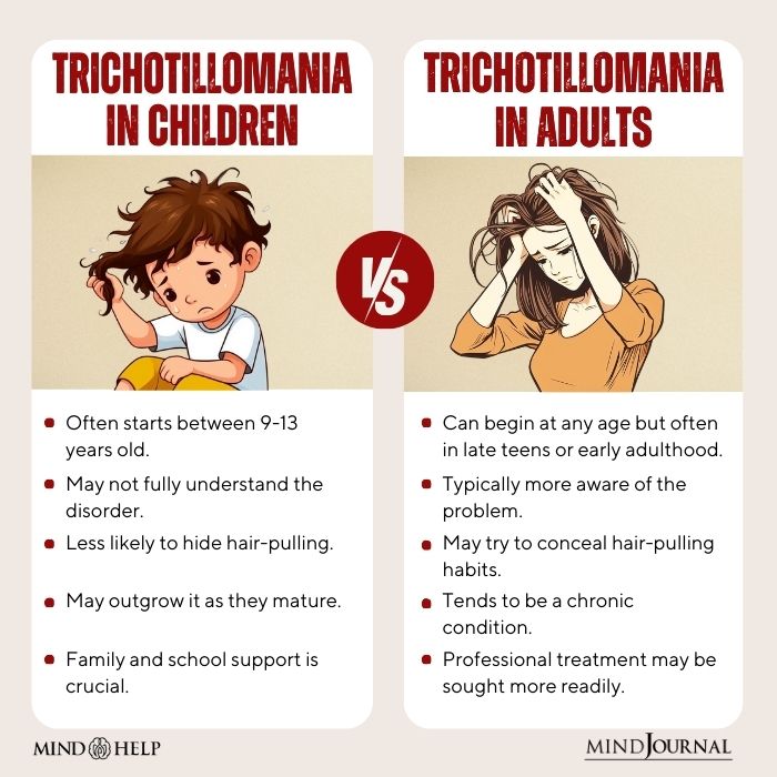 Trichotillomania in children vs Trichotillomania in adults
