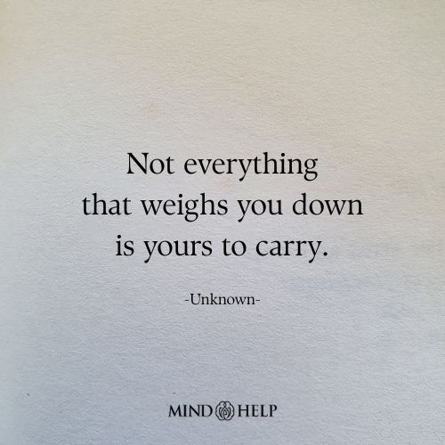 Quote about releasing emotional burdens and practicing self-care, Mind Help.