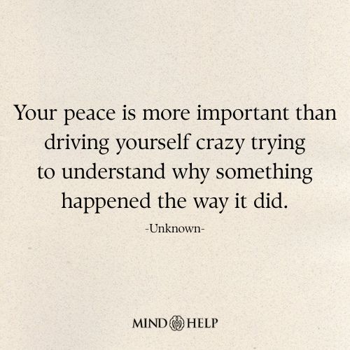 Mental health quote about prioritizing peace and coping strategies at Mind Help.