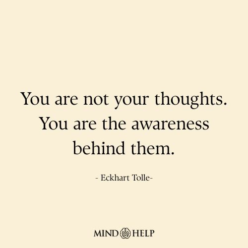 Mindfulness quote about observing thoughts and inner peace, Mind Help.