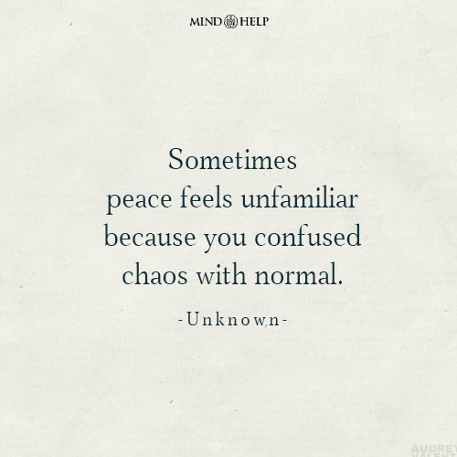 Quote about adapting to emotional safety after chaos