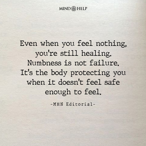 Quote about numbness and trauma protection