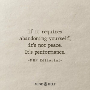 Quote about choosing real peace over performance