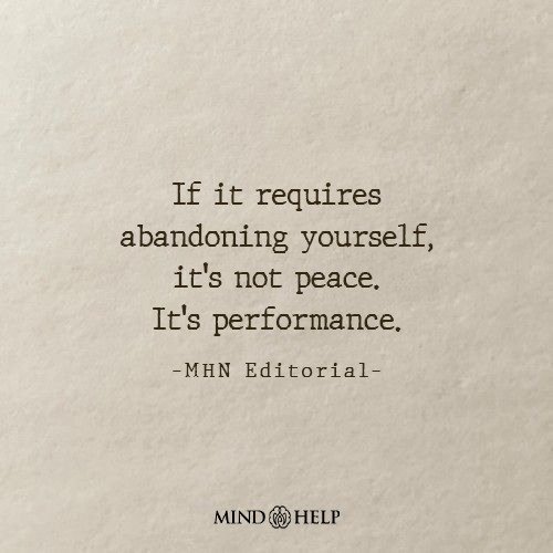 Quote about choosing real peace over performance
