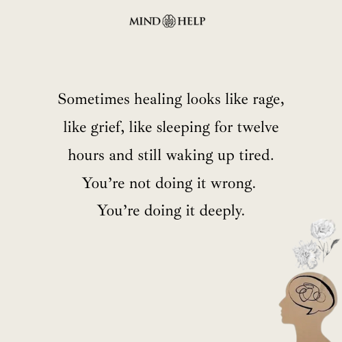 Quote about how real healing can feel hard and exhausting